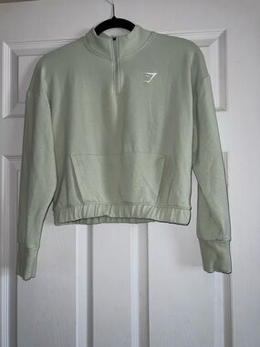 Gymshark Sage Green Cropped Half-Zip Pullover